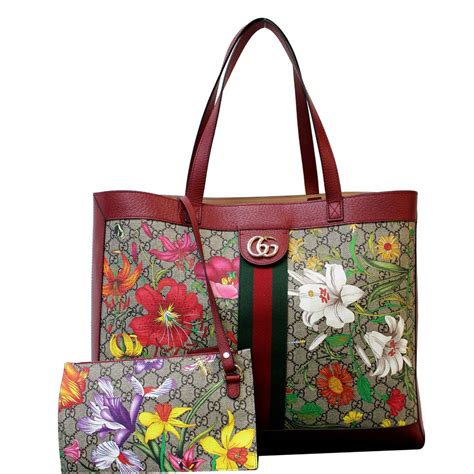 gucci red floral purse|authentic Gucci tote bag.